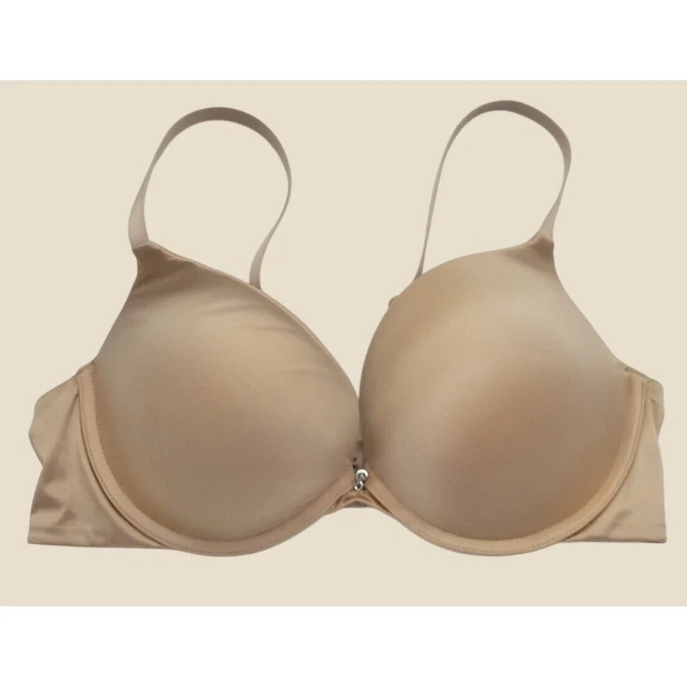 Underwire Convertible Bra Minimalist Smooth Padded T-Shirt Beige Nude 34C
